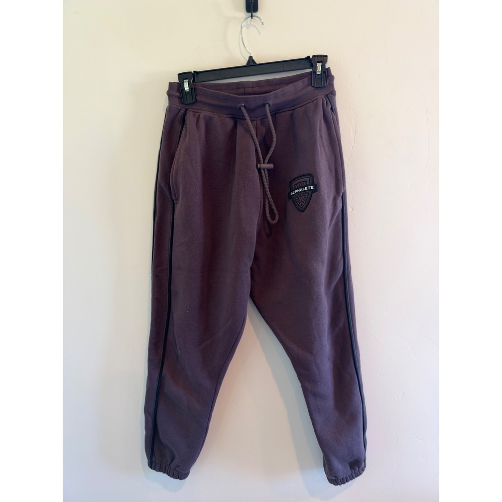 Alphalete Athletics Women Plum Purple Joggers Drawstring Sweatpants Crest Logo